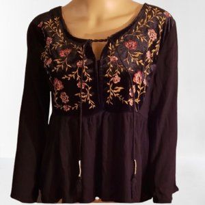Xhilaration Boho Peasant Top Blouse, Size L